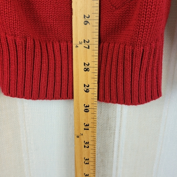 Vintage L.L.‎ Bean 100% Cotton Full Zip Knitted Sweater Red Size Large - Picture 6 of 9